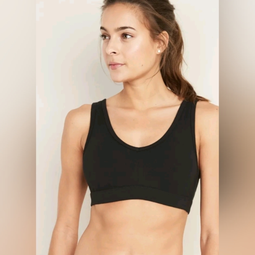 🐼🐼🐼old navy active wear v neck mesh detail sports bra sz m black